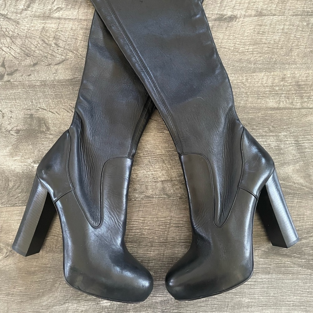 Prada Black Leather Thigh High Boots 🎩 - Picture 7 of 14